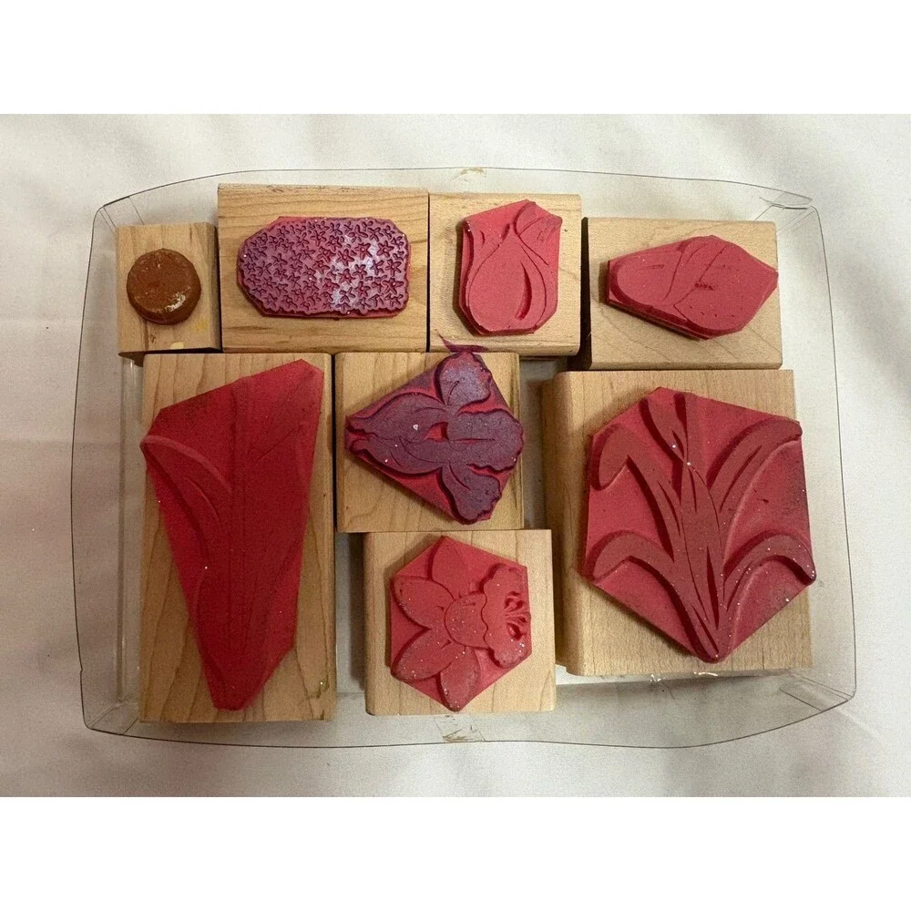 BRUSHSTROKE FLOWERS Rubber Stamp Set by Close To My Heart Lot of 8
